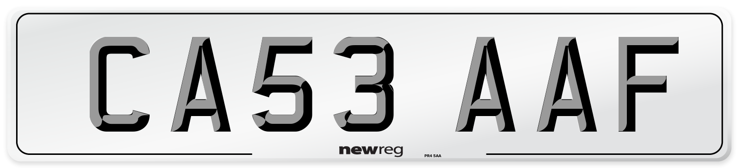 CA53 AAF Number Plate from New Reg